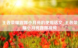 王者荣耀露娜小月亮的使用铭文_王者荣耀小月亮露娜视频