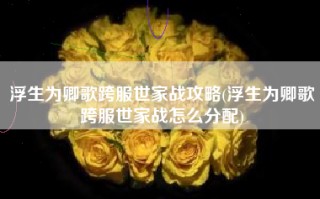 浮生为卿歌跨服世家战攻略(浮生为卿歌跨服世家战怎么分配)