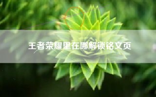 王者荣耀里在哪解锁铭文页