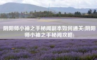阴阳师小袖之手秘闻副本如何通关(阴阳师小袖之手秘闻攻略)