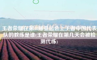 王者荣耀在第18届亚运会上王者中国代表队的教练是谁(王者荣耀在第几天会被检测代练)