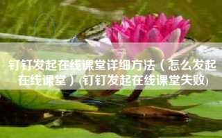 钉钉发起在线课堂详细方法（怎么发起在线课堂）(钉钉发起在线课堂失败)