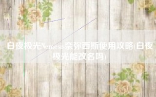 白夜极光Nemesis奈弥西斯使用攻略(白夜极光能改名吗)