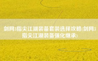剑网3指尖江湖装备套装选择攻略(剑网3指尖江湖装备强化继承)