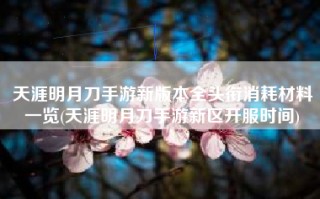 天涯明月刀手游新版本全头衔消耗材料一览(天涯明月刀手游新区开服时间)