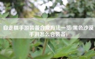 自走棋手游装备合成方法一览(黑色沙漠手游怎么合装备)