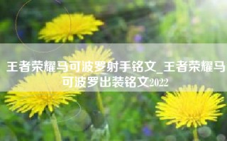 王者荣耀马可波罗射手铭文_王者荣耀马可波罗出装铭文2022