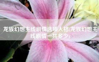 龙族幻想主线剧情选项人格(龙族幻想主线剧情一共多少)