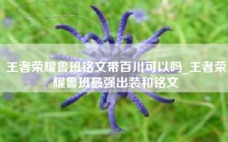 王者荣耀鲁班铭文带百川可以吗_王者荣耀鲁班最强出装和铭文