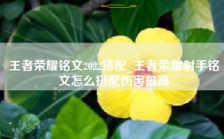 王者荣耀铭文2022搭配_王者荣耀射手铭文怎么搭配伤害最高