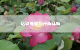 这就是修仙符阵详解