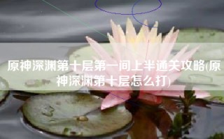 原神深渊第十层第一间上半通关攻略(原神深渊第十层怎么打)