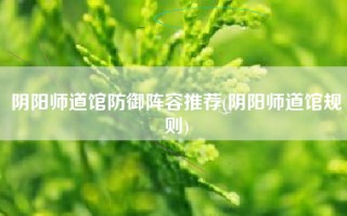 阴阳师道馆防御阵容推荐(阴阳师道馆规则)
