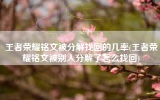 王者荣耀铭文被分解找回的几率(王者荣耀铭文被别人分解了怎么找回)