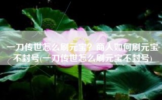 一刀传世怎么刷元宝？商人如何刷元宝不封号(一刀传世怎么刷元宝不封号)