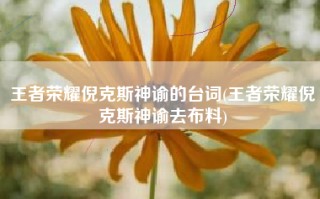 王者荣耀倪克斯神谕的台词(王者荣耀倪克斯神谕去布料)