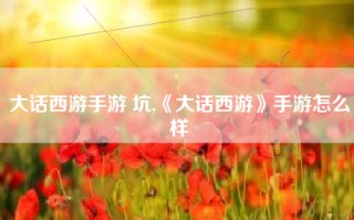 大话西游手游 坑,《大话西游》手游怎么样