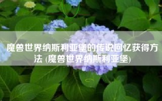 魔兽世界纳斯利亚堡的传说回忆获得方法 (魔兽世界纳斯利亚堡)