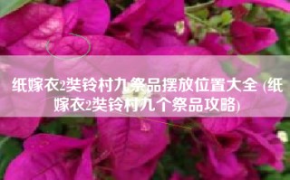纸嫁衣2奘铃村九祭品摆放位置大全 (纸嫁衣2奘铃村九个祭品攻略)