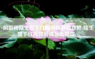阴阳师陆生雪下红梅碎片获取攻略(陆生雪下红梅碎片该怎么获得())