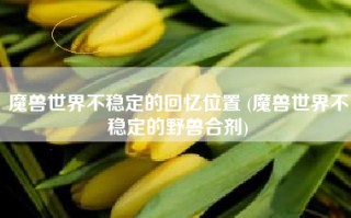 魔兽世界不稳定的回忆位置 (魔兽世界不稳定的野兽合剂)