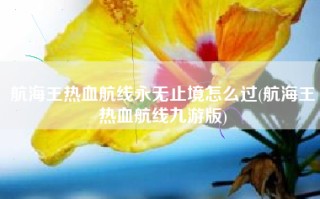 航海王热血航线永无止境怎么过(航海王热血航线九游版)