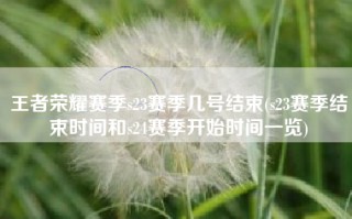 王者荣耀赛季s23赛季几号结束(s23赛季结束时间和s24赛季开始时间一览)