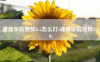 魂器学院地狱3-5怎么打(魂器学院地狱7-10)
