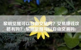 黎明觉醒可以自由交易吗？交易赚钱攻略有吗？(黎明觉醒可以自由交易吗)