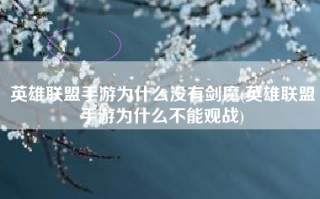 英雄联盟手游为什么没有剑魔(英雄联盟手游为什么不能观战)