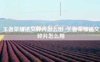 王者荣耀铭文碎片怎么出_王者荣耀铭文碎片怎么用