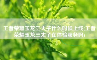 王者荣耀玉龙三太子什么时候上线(王者荣耀玉龙三太子在体验服务吗)