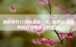 阴阳师妖行试炼最后一天22级攻略(阴阳师妖行试炼什么时候出)