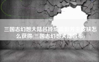 三国志幻想大陆吕玲绮疏影芳尘皮肤怎么获得(三国志幻想大陆吕布)