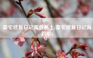 豪宅修复日记需要黏土(豪宅修复日记海钓船)