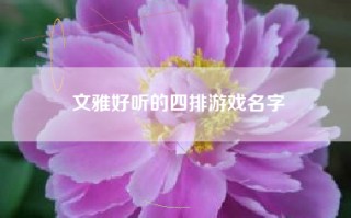 文雅好听的四排游戏名字