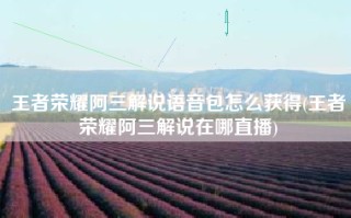 王者荣耀阿三解说语音包怎么获得(王者荣耀阿三解说在哪直播)