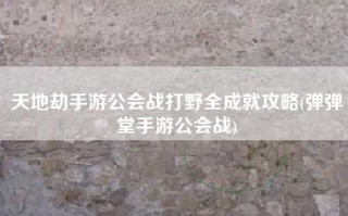 天地劫手游公会战打野全成就攻略(弹弹堂手游公会战)