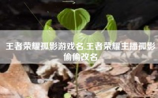 王者荣耀孤影游戏名,王者荣耀主播孤影偷偷改名