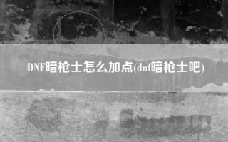 DNF暗枪士怎么加点(dnf暗枪士吧)