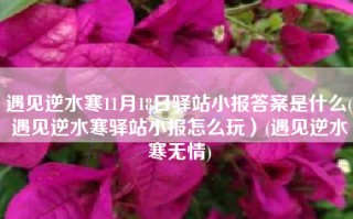 遇见逆水寒11月18日驿站小报答案是什么(遇见逆水寒驿站小报怎么玩）(遇见逆水寒无情)