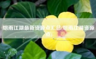 烟雨江湖最新资源点汇总(烟雨江湖资源点)