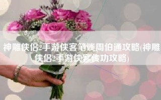 神雕侠侣2手游侠客笔谈周伯通攻略(神雕侠侣2手游侠客传功攻略)