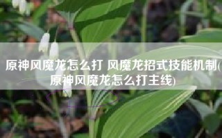 原神风魔龙怎么打 风魔龙招式技能机制(原神风魔龙怎么打主线)