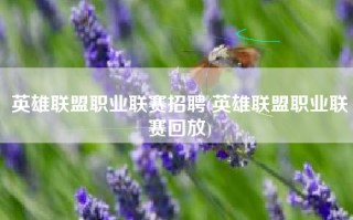 英雄联盟职业联赛招聘(英雄联盟职业联赛回放)