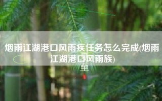 烟雨江湖港口风雨疾任务怎么完成(烟雨江湖港口风雨族)