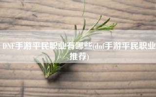 DNF手游平民职业有哪些(dnf手游平民职业推荐)