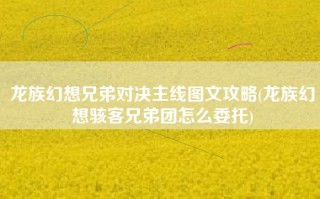 龙族幻想兄弟对决主线图文攻略(龙族幻想骇客兄弟团怎么委托)