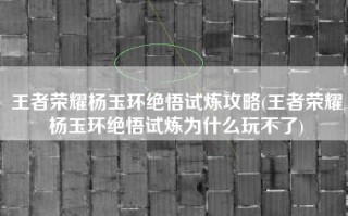 王者荣耀杨玉环绝悟试炼攻略(王者荣耀杨玉环绝悟试炼为什么玩不了)