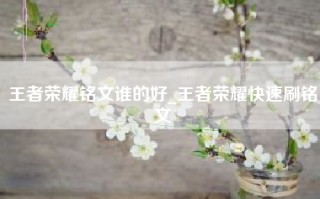 王者荣耀铭文谁的好_王者荣耀快速刷铭文